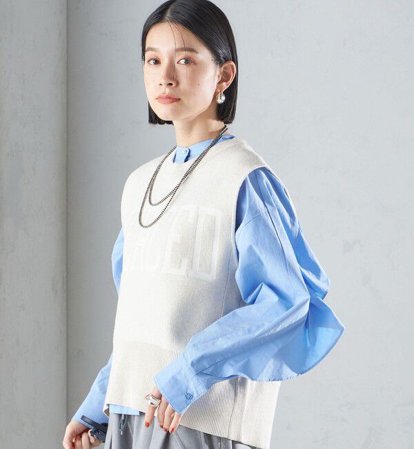 SHIPS for women「〈手洗い可能〉ジャカード ロゴ ニット ベスト 24SS ◇」|ベスト・ジレ|