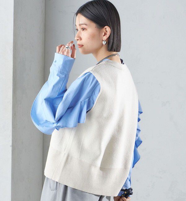 SHIPS for women「〈手洗い可能〉ジャカード ロゴ ニット ベスト 24SS ◇」|ベスト・ジレ|