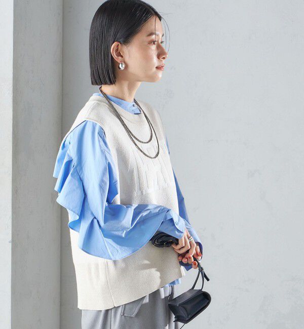 SHIPS for women「〈手洗い可能〉ジャカード ロゴ ニット ベスト 24SS ◇」|ベスト・ジレ|