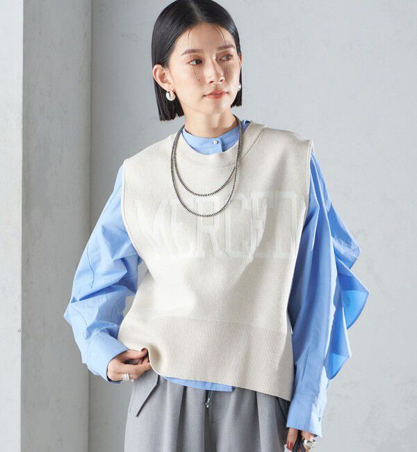 SHIPS for women「〈手洗い可能〉ジャカード ロゴ ニット ベスト 24SS ◇」|ベスト・ジレ|