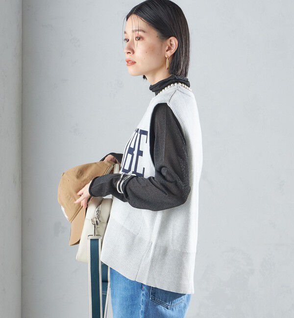 SHIPS for women「〈手洗い可能〉ジャカード ロゴ ニット ベスト 24SS ◇」|ベスト・ジレ|