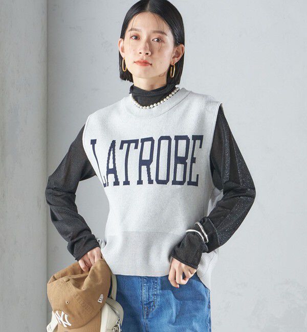 SHIPS for women「〈手洗い可能〉ジャカード ロゴ ニット ベスト 24SS ◇」|ベスト・ジレ|