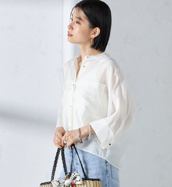 SHIPS for women「〈手洗い可能〉シルク混 シアー 羽織 シャツ」|シャツ・ブラウス|