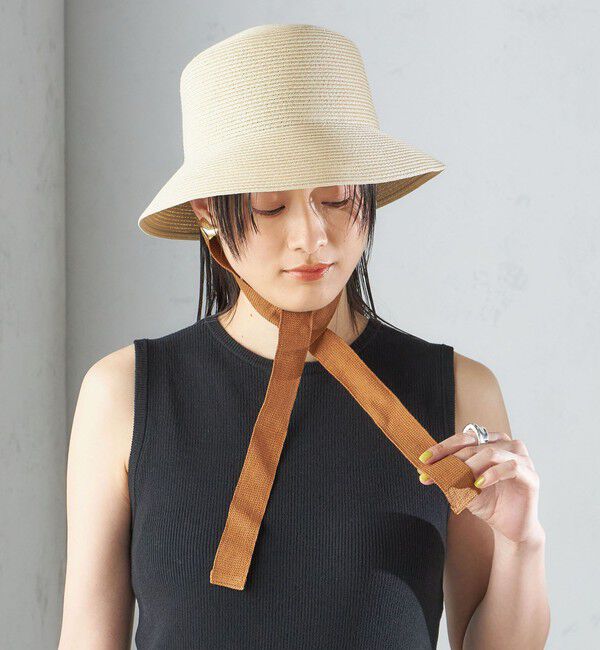 SHIPS for women「Rmeria:〈UVカット / 手洗い可能〉コットン リボン ペーパー ブレード ハット◇」|ハット|