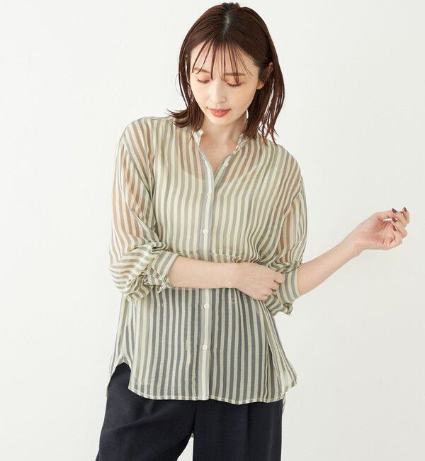 SHIPS Colors 「SHIPS Colors:〈手洗い可能〉シアー 楊柳 ストライプ シャツ◇」|シャツ・ブラウス|