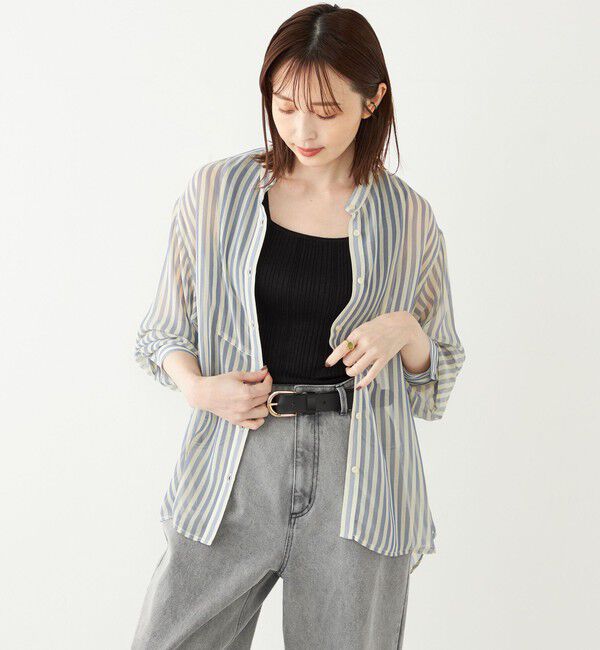SHIPS Colors 「SHIPS Colors:〈手洗い可能〉シアー 楊柳 ストライプ シャツ◇」|シャツ・ブラウス|