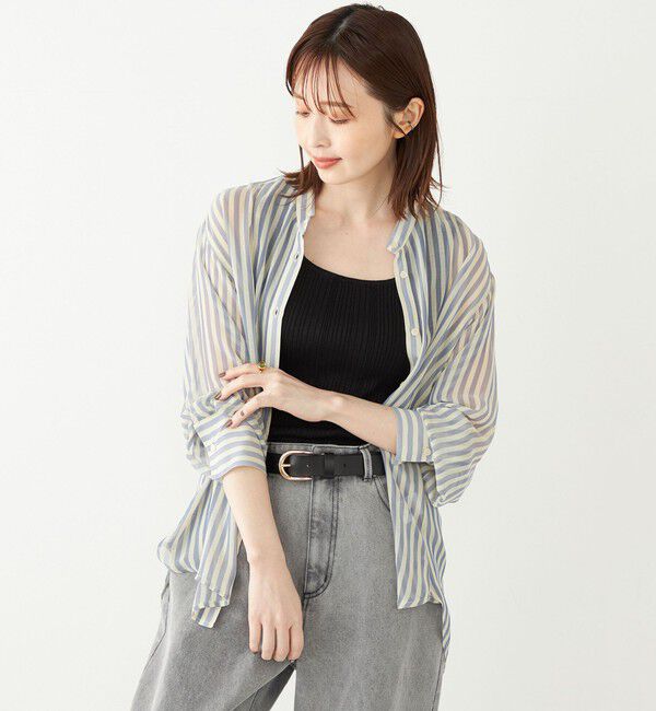 SHIPS Colors 「SHIPS Colors:〈手洗い可能〉シアー 楊柳 ストライプ シャツ◇」|シャツ・ブラウス|