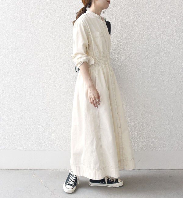 SHIPS any「《一部予約》SHIPS any: シャーリング デニム ポケット ワンピース ［SHIPS any DENIM］」|ワンピース|