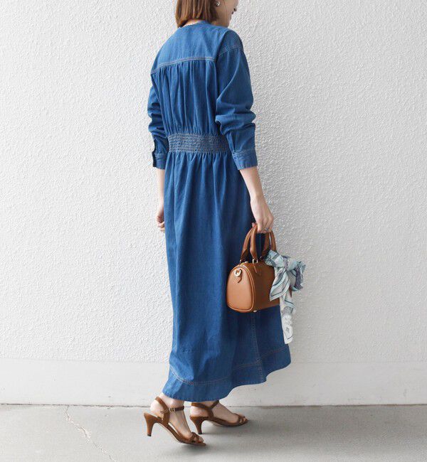 SHIPS any「《一部予約》SHIPS any: シャーリング デニム ポケット ワンピース ［SHIPS any DENIM］」|ワンピース|