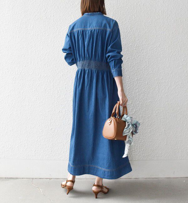 SHIPS any「《一部予約》SHIPS any: シャーリング デニム ポケット ワンピース ［SHIPS any DENIM］」|ワンピース|