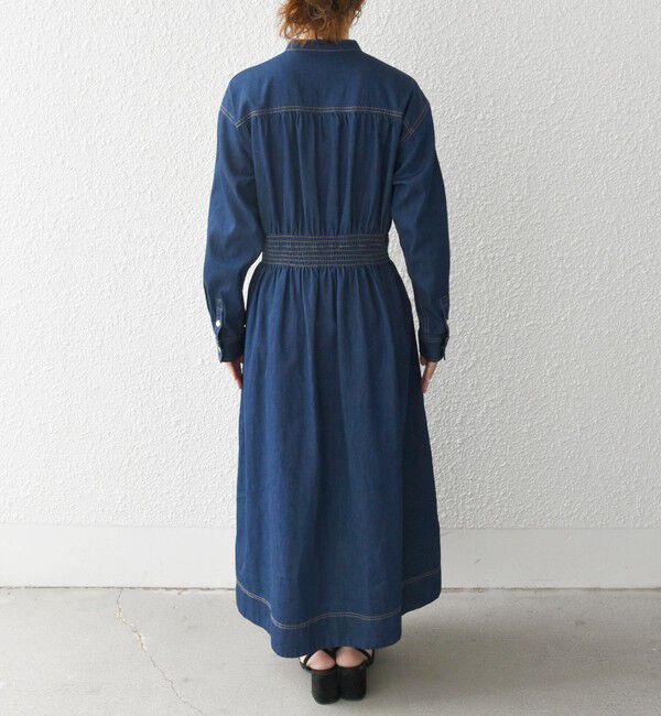 SHIPS any「《一部予約》SHIPS any: シャーリング デニム ポケット ワンピース ［SHIPS any DENIM］」|ワンピース|