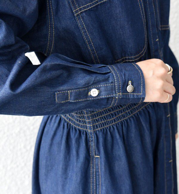 SHIPS any「《一部予約》SHIPS any: シャーリング デニム ポケット ワンピース ［SHIPS any DENIM］」|ワンピース|
