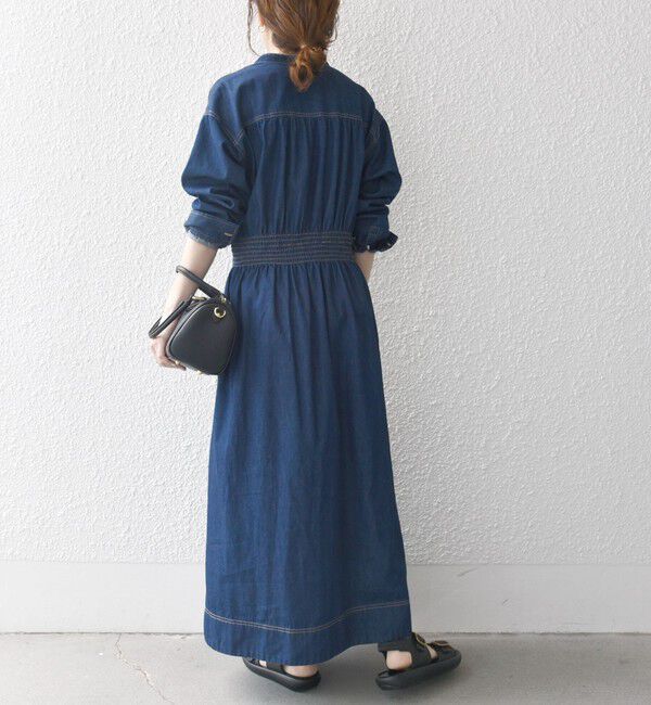 SHIPS any「《一部予約》SHIPS any: シャーリング デニム ポケット ワンピース ［SHIPS any DENIM］」|ワンピース|