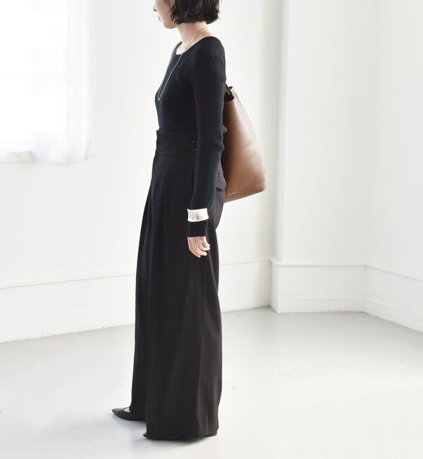 quaranciel「quaranciel:〈手洗い可能〉コットン スクエアネック リブ ニット」|ニット・セーター|