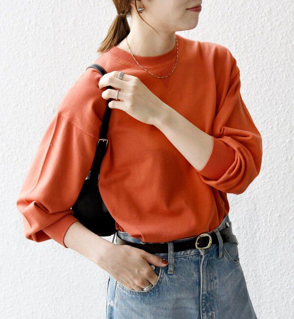 SHIPS any「SHIPS any:〈手洗い可能〉スウェットライク ニット プルオーバー」|ニット・セーター|オレンジ