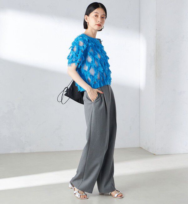 SHIPS for women「〈手洗い可能〉シアー フリンジ ジャカード プルオーバー」|ニット・セーター|