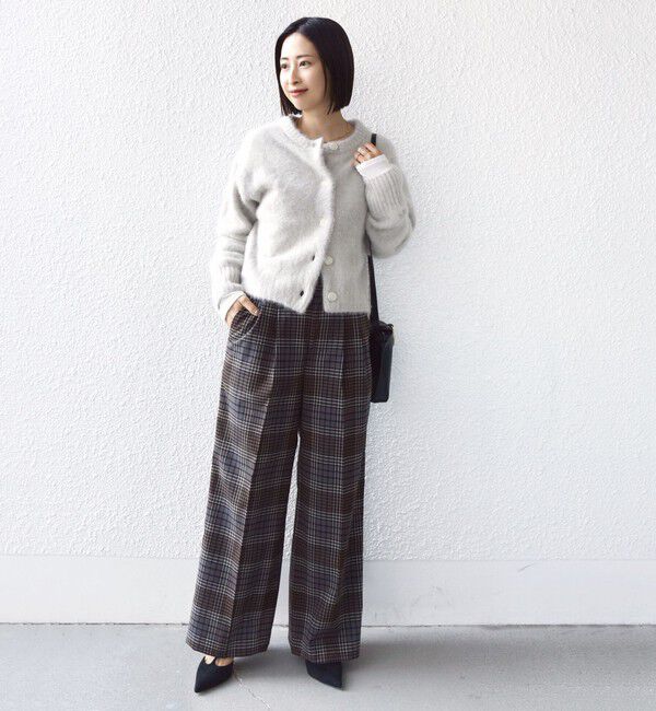 SHIPS for women「〈手洗い可能〉ウール混 チェック タック ワイド パンツ」|その他|