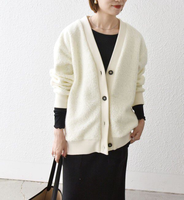 SHIPS any「SHIPS any: ナッピング ボア Vネック カーディガン ジャケット」|カーディガン|ホワイト