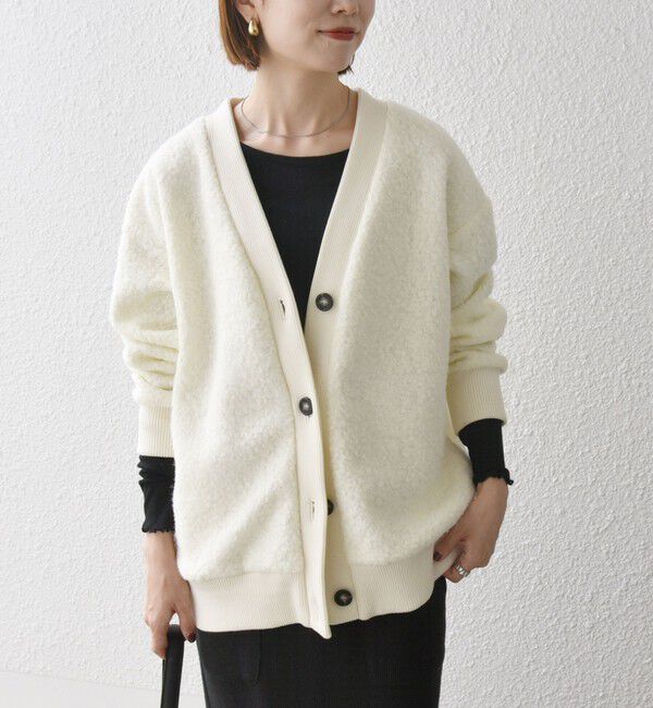 SHIPS any「SHIPS any: ナッピング ボア Vネック カーディガン ジャケット」|カーディガン|