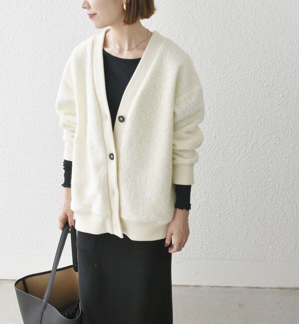 SHIPS any「SHIPS any: ナッピング ボア Vネック カーディガン ジャケット」|カーディガン|
