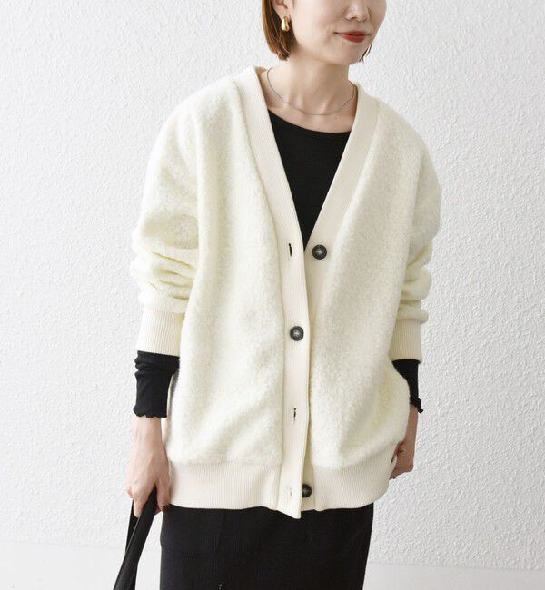 SHIPS any「SHIPS any: ナッピング ボア Vネック カーディガン ジャケット」|カーディガン|