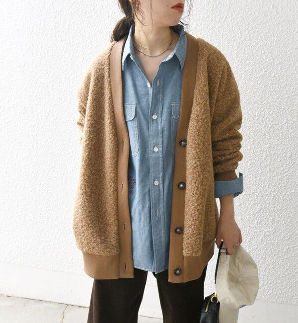 SHIPS any「SHIPS any: ナッピング ボア Vネック カーディガン ジャケット」|カーディガン|