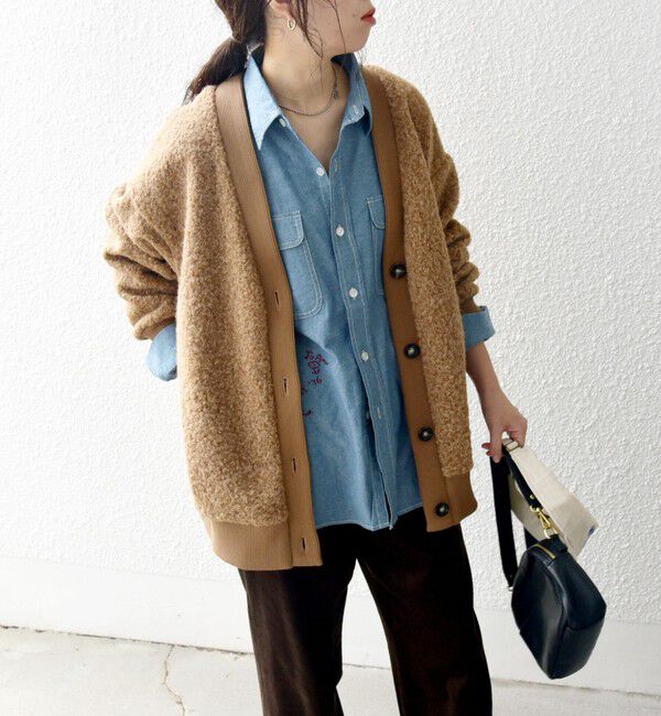 SHIPS any「SHIPS any: ナッピング ボア Vネック カーディガン ジャケット」|カーディガン|