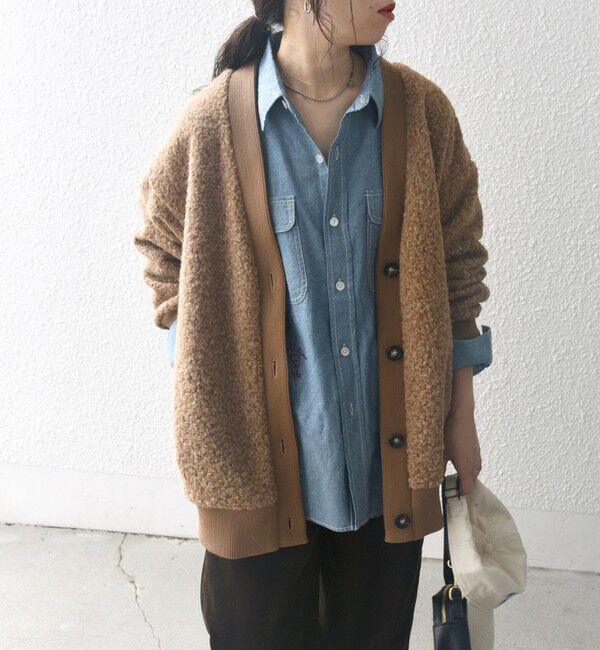 SHIPS any「SHIPS any: ナッピング ボア Vネック カーディガン ジャケット」|カーディガン|