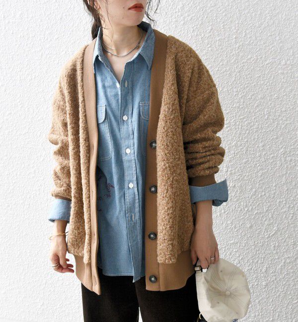 SHIPS any「SHIPS any: ナッピング ボア Vネック カーディガン ジャケット」|カーディガン|