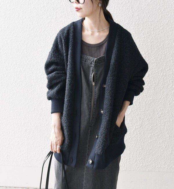 SHIPS any「SHIPS any: ナッピング ボア Vネック カーディガン ジャケット」|カーディガン|