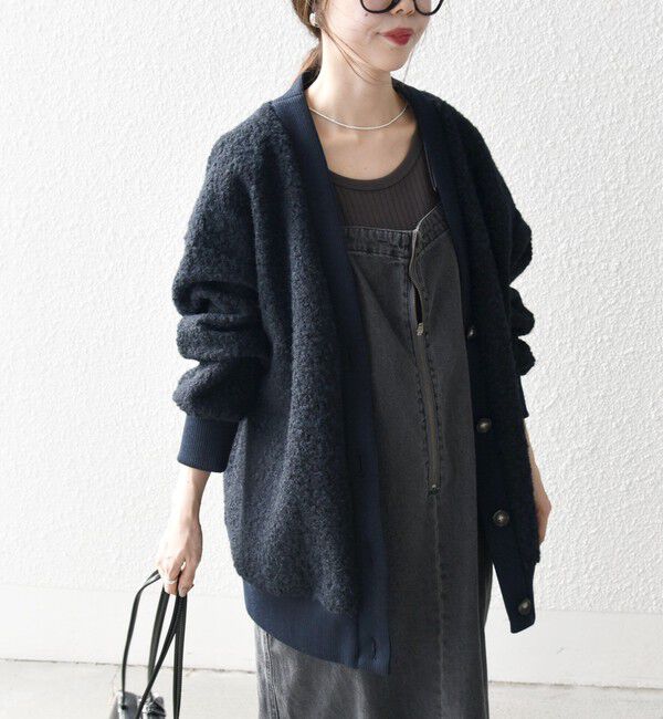 SHIPS any「SHIPS any: ナッピング ボア Vネック カーディガン ジャケット」|カーディガン|