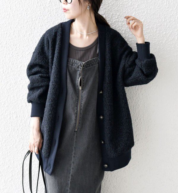 SHIPS any「SHIPS any: ナッピング ボア Vネック カーディガン ジャケット」|カーディガン|