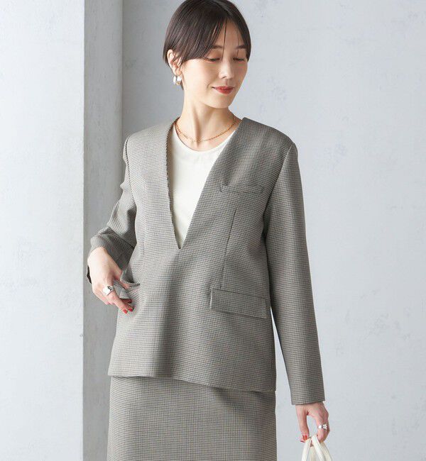 SHIPS for women「ウール混 チェック プルオーバー ジャケット（セットアップ対応）」|その他|