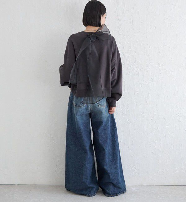 SHIPS for women「Wai＋:〈手洗い可能〉裏毛 オーガンジー スウェット」|スウェット・ジャージ|