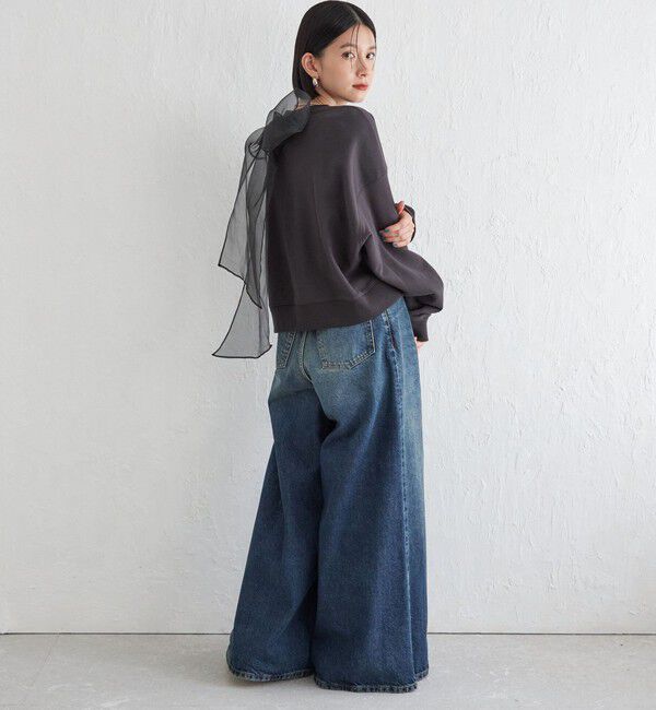 SHIPS for women「Wai＋:〈手洗い可能〉裏毛 オーガンジー スウェット」|スウェット・ジャージ|