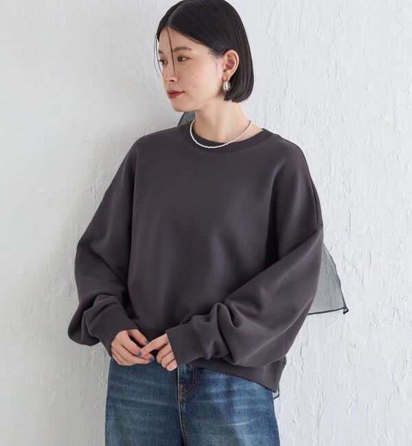 SHIPS for women「Wai＋:〈手洗い可能〉裏毛 オーガンジー スウェット」|スウェット・ジャージ|