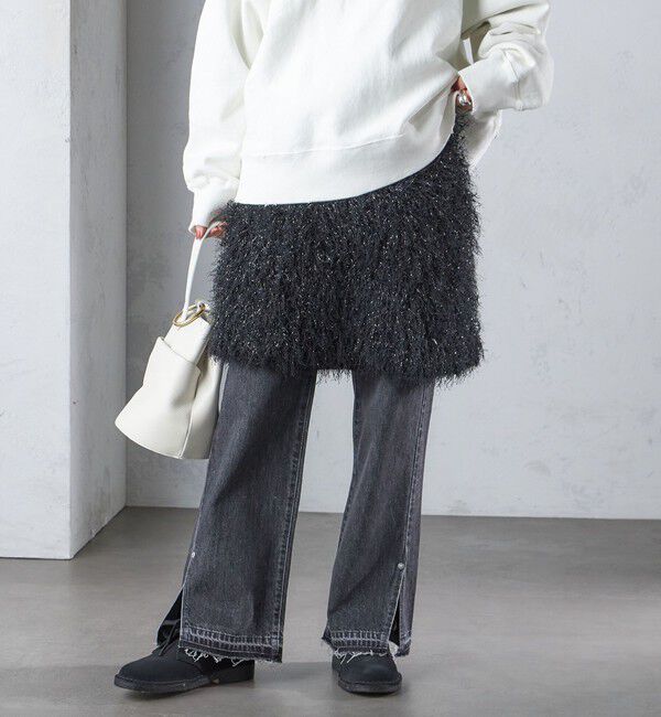 SHIPS for women「〈手洗い可能〉ラメ フリンジ ミニ スカート」|スカート|