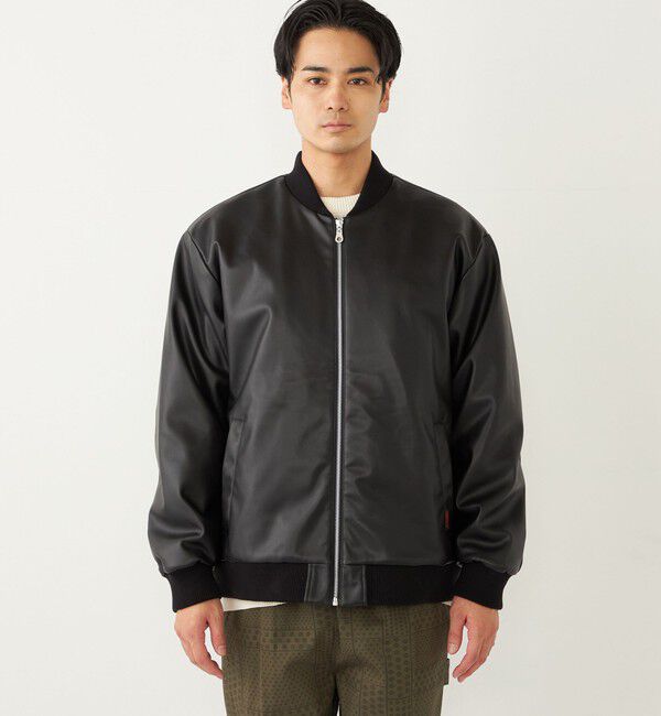 SHIPS Colors 「SHIPS Colors:THERMOLITE(R) ボア ボマー ジャケット 合成皮革◇」|ブルゾン・スタジャン|