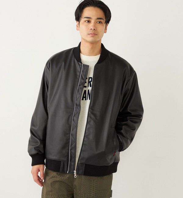 SHIPS Colors 「SHIPS Colors:THERMOLITE(R) ボア ボマー ジャケット 合成皮革◇」|ブルゾン・スタジャン|