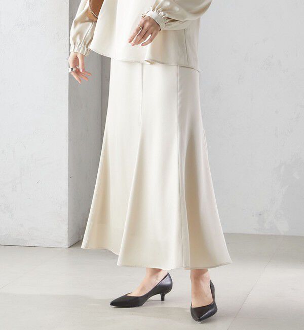 SHIPS for women「【SHIPS別注】troisiemeCHACO:〈手洗い可能〉サテン マーメイド スカート（セレモニー対応可）」|スカート|