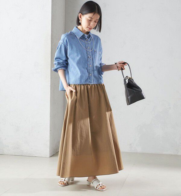 SHIPS for women「〈洗濯機可能〉LIMONTA EAST ビンテージ タフタ ギャザー スカート」|フレア|