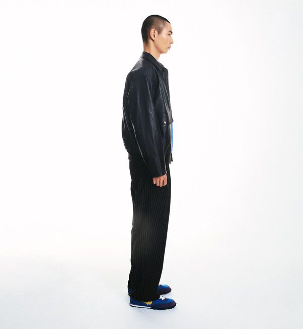 SHIPS「City Ambient Products: 合成皮革 ショート ジップ ブルゾン」|ブルゾン・スタジャン|