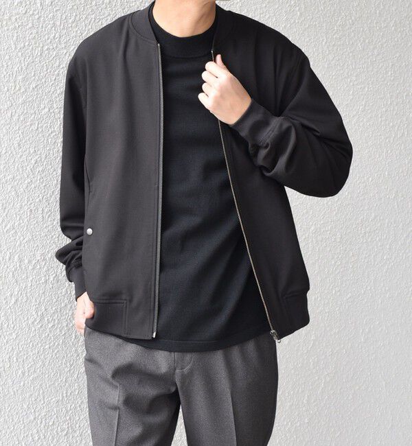 SHIPS any「SHIPS any:〈手洗い可能〉スマート フィット ショート ジップ ブルゾン◇」|ブルゾン・スタジャン|ブラック