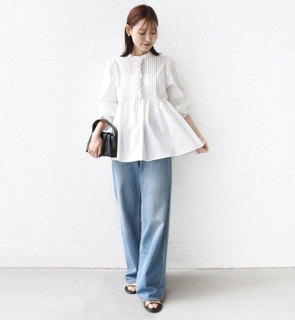 SHIPS for women「《予約》【WEB限定】〈手洗い可能〉フリル 刺繍 ペプラム ブラウス」|シャツ・ブラウス|