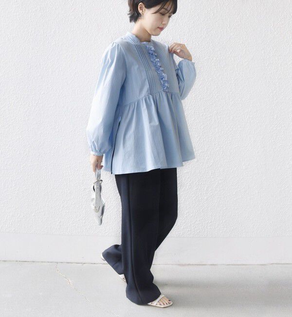 SHIPS for women「《予約》【WEB限定】〈手洗い可能〉フリル 刺繍 ペプラム ブラウス」|シャツ・ブラウス|