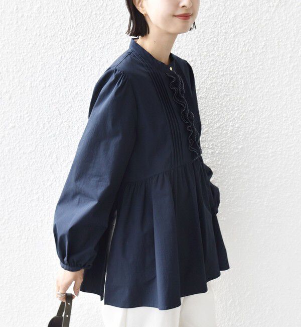 SHIPS for women「《予約》【WEB限定】〈手洗い可能〉フリル 刺繍 ペプラム ブラウス」|シャツ・ブラウス|
