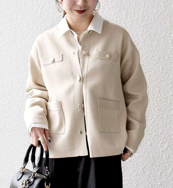 SHIPS any「《予約》SHIPS any:〈手洗い可能〉クルーネック ニット ジャケット カーディガン」|カーディガン|