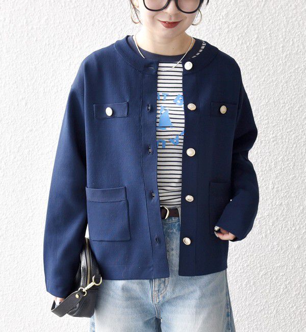 SHIPS any「《予約》SHIPS any:〈手洗い可能〉クルーネック ニット ジャケット カーディガン」|カーディガン|