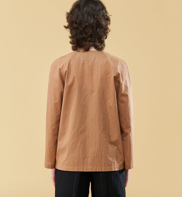 DES PRES「コットンシルクタイプライター ケープライクジャケット」|ノーカラージャケット|