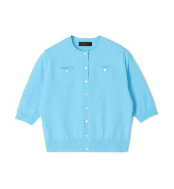 CABaN「ファインポリエステル ハーフスリーブポケットカーディガン」|カーディガン|63 ライトブルー